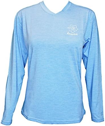 Maui Clothing Malibu Hibiscus Heather Long Sleeve Rash Guard (X-Large, Blue)