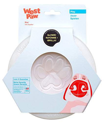 West Paw Zogoflex Zisc Durable Dog Frisbee Nearly Indestructible Flying Disc Dog Toy, 100% Guaranteed Tough, It Floats!, Made in USA, 6.5-Inch Small, Glow