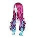 Netgo Cosplay Wigs for Women Pink Mixed Blue Long Wavy Wigs with Bang Lolita Style Heat Resistant Full Wig