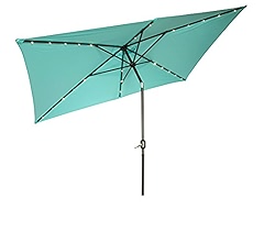 Amazon Com Trademark Innovations Rectangular Solar Powered Led Lighted Patio Umbrella 10 X 6 5 Black Garden Outdoor