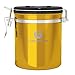 Coffee Gator Stainless Steel Container - Canister with co2 Valve and Scoop - Medium, Gold