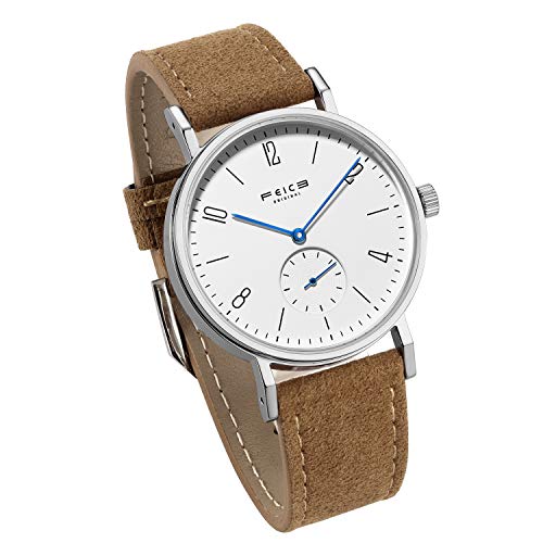 Bauhaus Watch Men's Automatic Watch FEICE Mechanical Wristwatch Minimalist Stainless Steel Leather Band Casual Dress Watches for Women Unisex #FM201 (Brown)