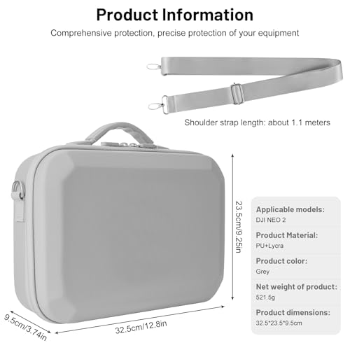 Puasok Case for DJI Neo 2 Bag, Carrying Case Bag for DJI Neo 2 Fly More Combo Accessories, for RC-N3 Controller/Neo2 Battery, for Drone Storage