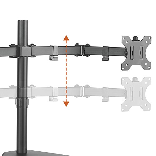 ELG, T1224N, Suporte Ergonômico Articulado de Mesa para 2 Monitores de 17'' a 32'' com Peso Máximo de 8kg em Cada Braço, Produto Ergonômico, Preto