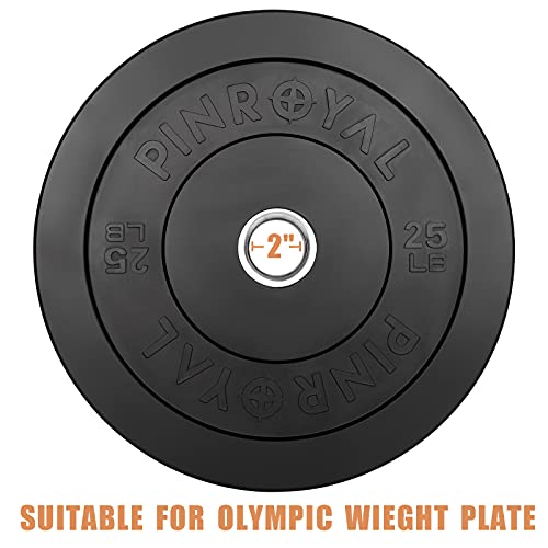 PINROYAL Bumper Plate 25LB, Olympic Weight Plate with 2 inch Stainless