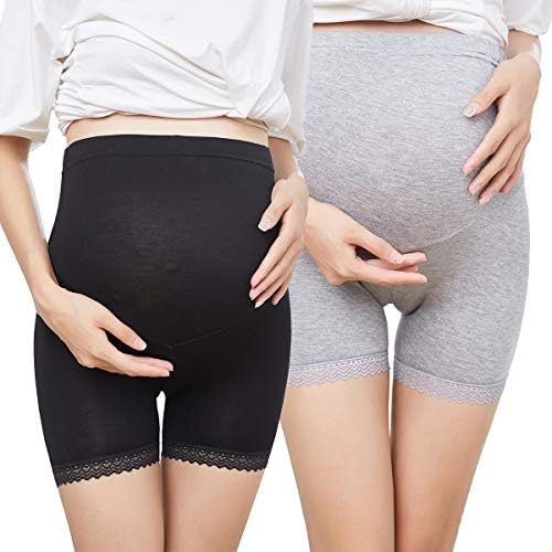 luyusbaby Women's Pregnancy Maternity Shapewear Belly Support Stretch Short Leggings, Set of 2 Colors