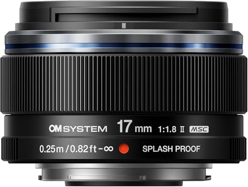OM SYSTEM M.Zuiko Digital 17mm F1.8 II Fixed Lens Micro Four Thirds | Compact 112g wide angle lens for travel and scenery. F1.8 luminous aperture and 0.25m focusing distance.