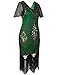 PrettyGuide Women's 1920s Flapper Dress Fringed Great Gatsby Dress M Gold Green