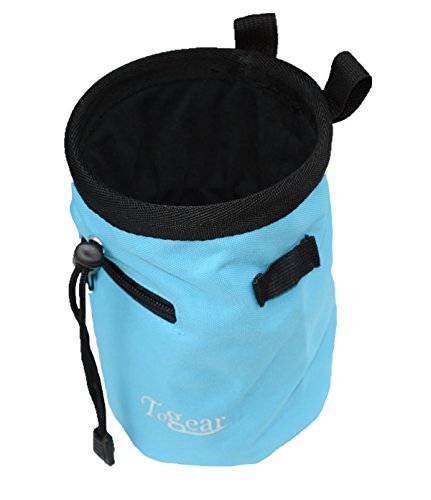 Togear Chalk Bag for Rock Climbing, Weightlifting, Bouldering & Gymnastics Workout Accessories, Quick-clip Belt with Two Aluminium Carabiner Key Chain Clip Hooks (Blue-1) - Thumbnail 2