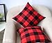 4TH Emotion Set of 2 Christmas Buffalo Check Plaid Throw Pillow Covers Cushion Case Polyester for Farmhouse Home Decor Red and Black, 20 x 20 Inches
