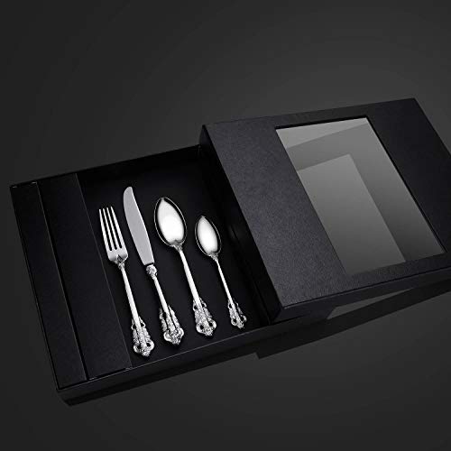 KEAWELL Baroque 16Piece 18/10 Silverware Set for 4, Mirror Finished and Dishwasher
