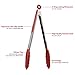 TENDOMI Kitchen Tongs - Stainless Steel Silicone Cooking Tongs, Non-Slip 7, 9, 12 Inch Locking Food Tongs for BBQ Barbecue Serving Grilling Bacon Turner, Set of 3-Red