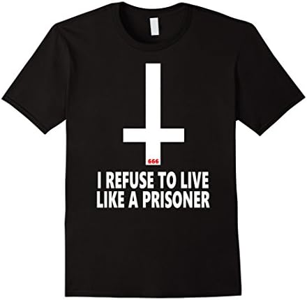 Mens Inverted Cross |"I Refuse to.." Quote Tee | Satanic Clothing Large Black
