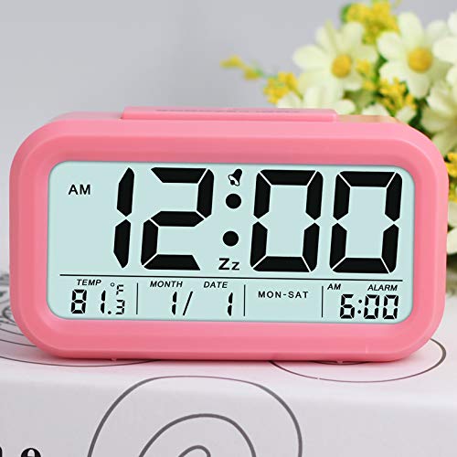 TXL 5.3" Digital Alarm Clock Student Clock Display 1 Alarm/Calendar, Snooze/5s Backlight, Battery Operated Bedside Desk/Shelf Clock for Kids/Teens/Home/Office/Travel-Pink - Thumbnail 5