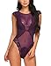 ADOME Sexy Lingerie for Women Lace One Piece Teddy Babydoll Bodysuit,Purple 2,XX-Large