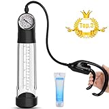 Penis Vacuum Pump for Men Erection Pumps Male Sex Toys, PALOQUETH Penis Enlargement Growth Pump with Pressure Gauge for Safe Suction Harder Erection, Soft Sleeve Quick Release Valve, 9 in