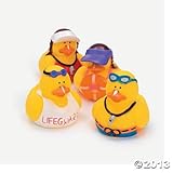 One Dozen (12) Rubber Ducky Lifeguard Pool Party Favors