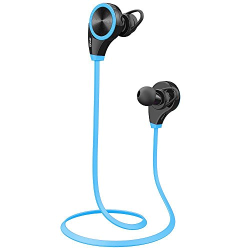 Ecandy Wireless Bluetooth Headphones with Mic for Running, Sweatproof Earphones,Noise Cancelling Headsets - Blue