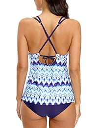 Traje de baño para dama con cuello halter Tankini, dos piezas