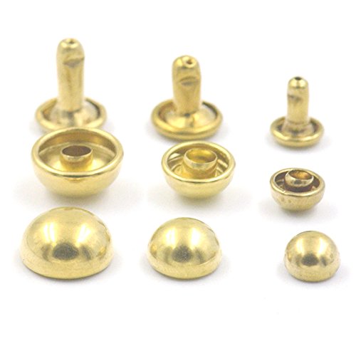 Fujiyuan 100 sets 6mm Brass Leather Double Mushroom Domed Rivets Caps Stud Rapid Punk Clothes Bracelet