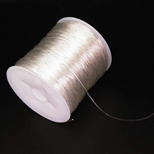Afantti 0.8mm Elastic Bracelet String Stretchy Bead Cord Crystal Thread for Bracelet Necklace Jewelry Making | Clear White & Brown | 100m / 328ft per Roll