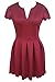 Sidefeel Women Elegant Sweet Scallop Pleated Party Dress Small Red