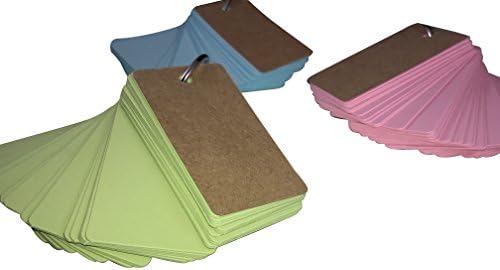 Flip Card Notebook With Metal Bookmark Clips Included! 3 - Pack 100 Sheets Per Pack Binder Kraft Paper DIY. (Blue, Green &amp; Pink)