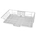Home Basics 3 Piece Vinyl Coated Steel Dish Drainer, White