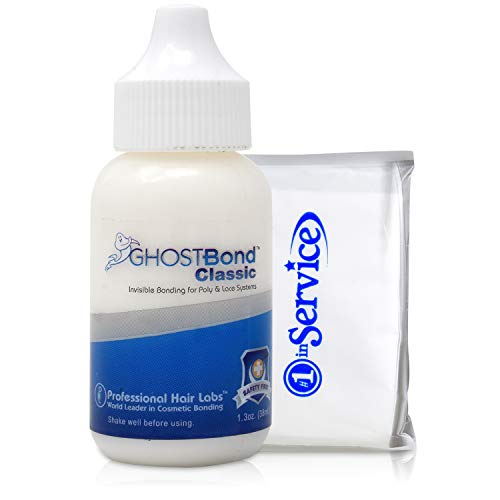 Ghost Bond Classic Lace Wig Glue - 1.3 oz. - Invisible Bonding For Poly and Lace Systems, Lace Wig Adhesive Glue + Bonus “#1 In Service” Tissue Pack