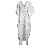 Womens House Dress Caftan White Kashmiri embroidered Kaftan Evening Wear Dress XXL