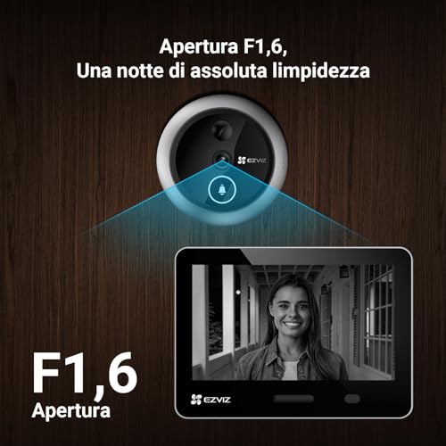 EZVIZ EP4 WiFi 4K Digital Peephole with 5.5" Touch Screen, 7100mAh Battery, AI Face Recognition, Two-Way Audio, Night Vision, PIR Detection, Supports MicroSD 512GB, Silver