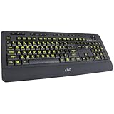 Azio Vision Backlit USB Keyboard with Large Print keys and 5 Interchangeable Backlight Colors (KB506) - Wired
