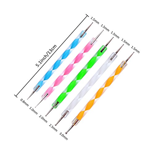 COCODE 20pcs Mandala Dotting Tools Dot Kit Rock Painting Pen with Paint Stencil,Brush,Paint Tray,Acrylic Rods and Point Drill Tool for Painting Rock,Coloring,Drawing & Drafting,Kids' Crafts,Nil Art - Thumbnail 3