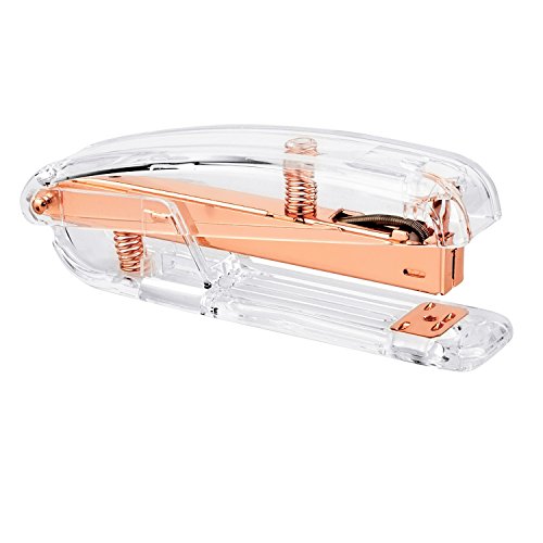 Zodaca Deluxe Acrylic Rose Gold Stapler, Heavy Duty 15 Sheets Capacity, Large Size [6 X 2 x 1.5 inches], Staple Size: 1/4 inch - Thumbnail 3