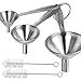 Stainless Steel Funnel, YGDZ 3pcs Mini Kitchen Funnel with Handy Handle for Transferring Essential Oils, Liquid, Fluid, Dry Ingredients & Powder, 2pcs Cleaning Brushes
