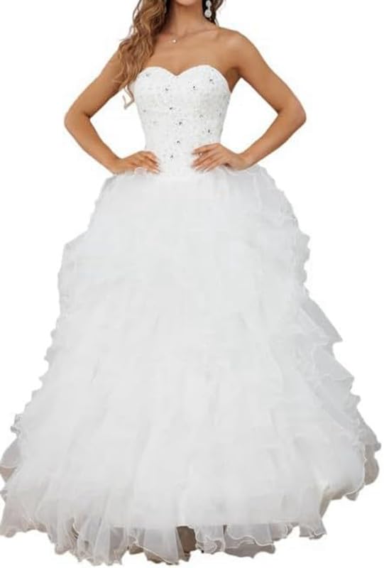 Photo 1 of Likedpage Women's Lace Wedding Dresses for Bride Organza Ruffles Bridal Gowns (2012,US2, Ivory) … …