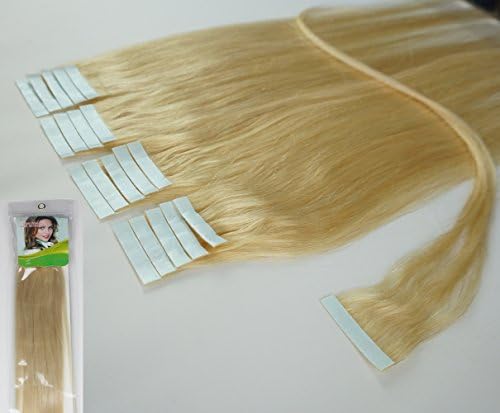 16''18''20''22'' 24'' Tape - In Real Human Hair Extensions Straight 17 Colors 20pcs Beauty Hair Style (18inch 40g/20pcs, 613 light blonde)