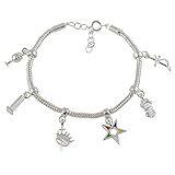 Order of the Eastern Star Heroine Emblem Charm Bracelet (Adjustable - Silver Toned)