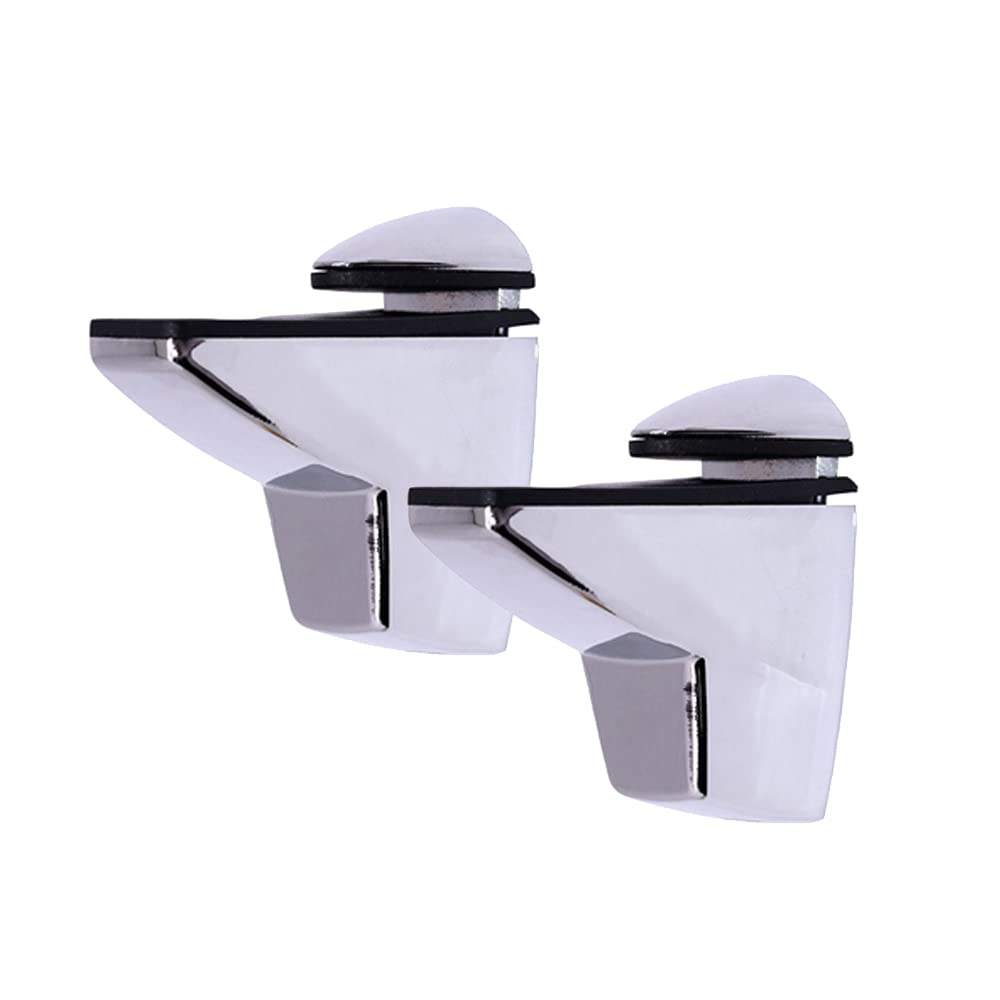 Glass Shelf Bracket, Duckbill Clip Shelf Bracket, 2PCS Adjustable Wood/Glass Shelf Bracket for 5-25mm Thickness Shelf Glass Shelf