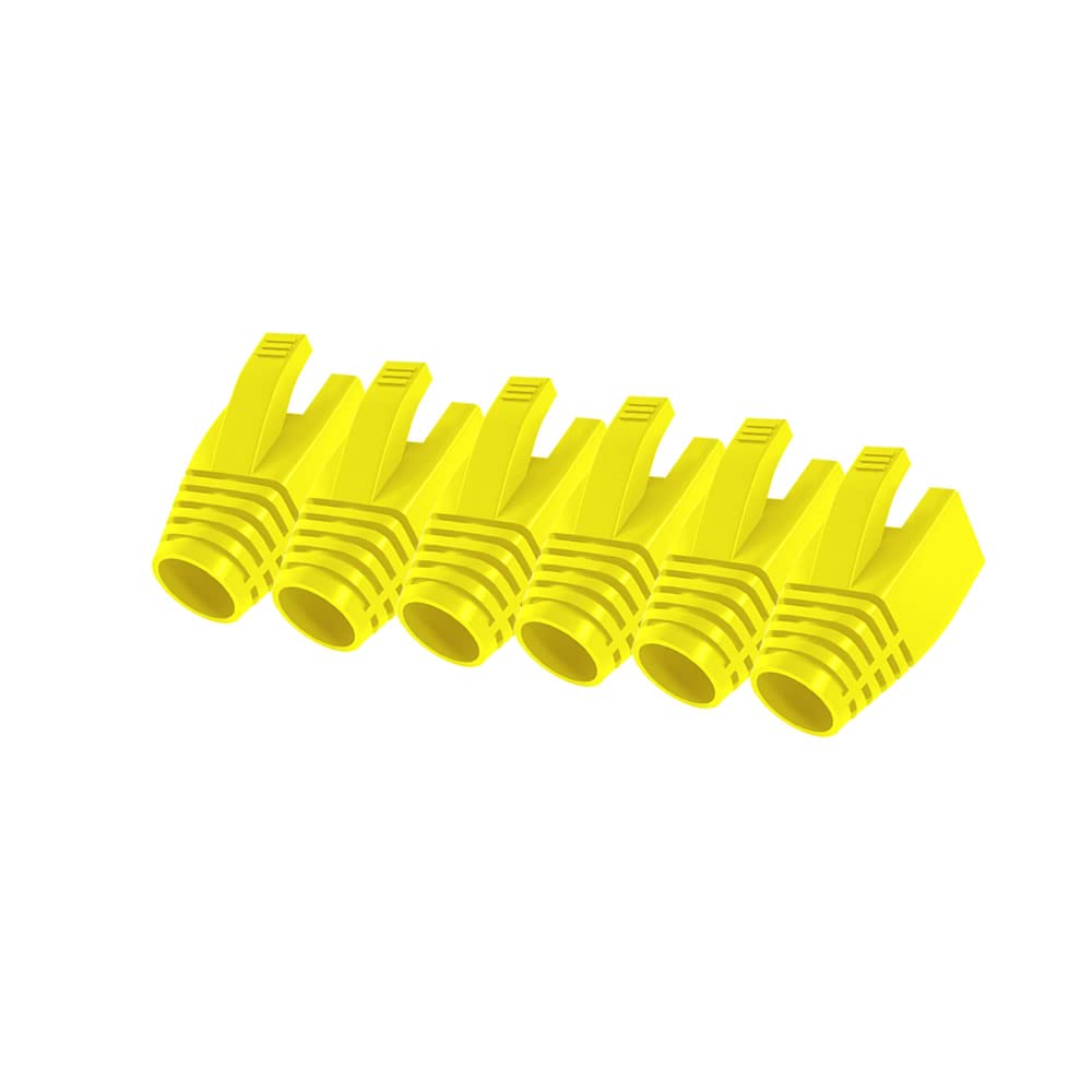 50 Pcs Cat7 Cat7A Cat8 Strain Relief Boot, RJ45 Plug Connector Cover Modular Network Plug Connector Cap Cable Connector Boots, Yellow