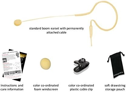BE4Sc-SH Cream Earset Headset Microphone with 4.2" Standard boom suit Shure, Carvin &amp; Line6 Bodypack Transmitters - single ear hook - lightweight - Cream - TA4F mini 4 pin XLR plug - 1 Year Warranty
