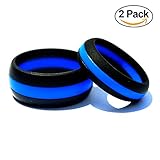Arthletic Silicone Wedding Ring His & Hers Set - 2 Pack Thin Blue Line Rubber Wedding Band Set - (Blue Line, Red Line, Camo)