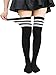 Women Kawaii Plus Size Stretchy Thigh High Tights Cosplay Stockings Over Knee Triple Stripes Long Tube Socks 1-3 Pairs