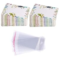 Earring Cards Set, 100 Pcs Paper Earring Display Cards with 100 Pcs Self-Seal Bags, Fashion Colorful Card Holder Organizer Tags DIY Handmade Packing Cards for Earring Stud Necklace (Birds)