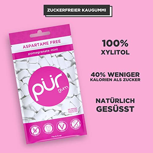 PUR Gum Sugar Free Chewing Gum 100 Xylitol Vegan, Aspartame Free