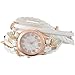 Godagoda Women Multilayer Weave Wrap Link Leather Bracelet Quartz Wrist Watch