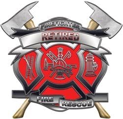 Weston Signs 4" Retired Red Firefighter Maltese Cross Decal with Axes REFLECTIVE