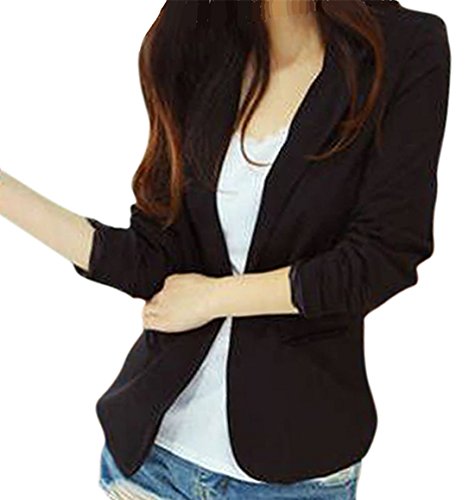 AM CLOTHES Womens Winter Fall Casual Outwear Slim Blazer Suit Small Black