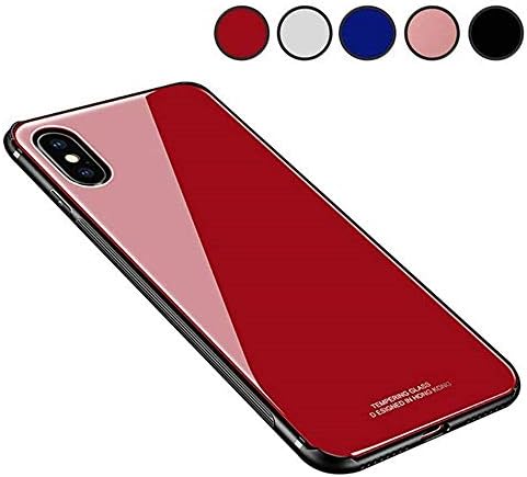 Chengming Compatible with iPhone7/8 Plus Tempered Glass Case,Toughened Glass Back Cover + TPU Frame Hybrid Case Slim Case Anti-Scratch Anti-Drop (Red, iPhone7 Plus/iPhone8 Plus)