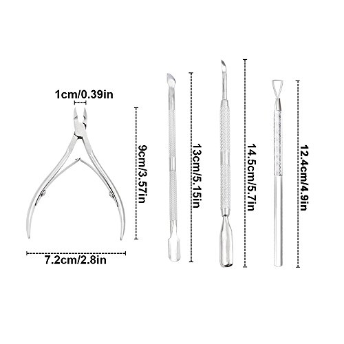 CHOP MALL Cuticle Nipper Clipper and 3Pcs Cuticle Pushers - Stainless Steel Cuticle Remover and Gel Nail Polish Scraper for Fingernails Toenails Beauty Manicure Tool Set